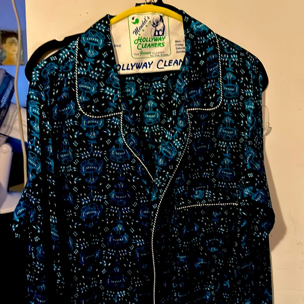 Miu miu black & deep blue silk shirt